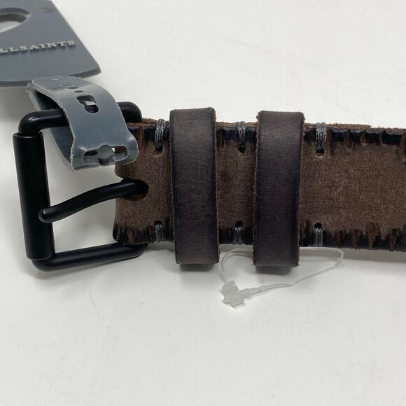 Allsaints Taupe Brown Embossed Anthracite Leather Belt Size 40 AS400028 C - Picture 5 of 13